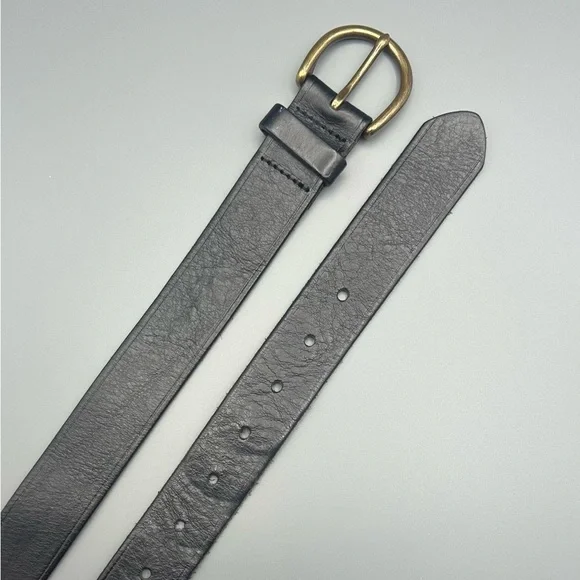 Madewell Belt Women’s XS Black Brass Buckle 26-32” Genuine Italian Leather - Picture 2 of 12